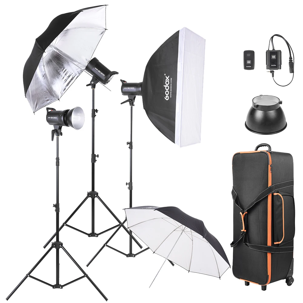 Godox SK300 D 3*300WS фотостудия стробоскоп Вспышка Комплект w/осветительная подставка