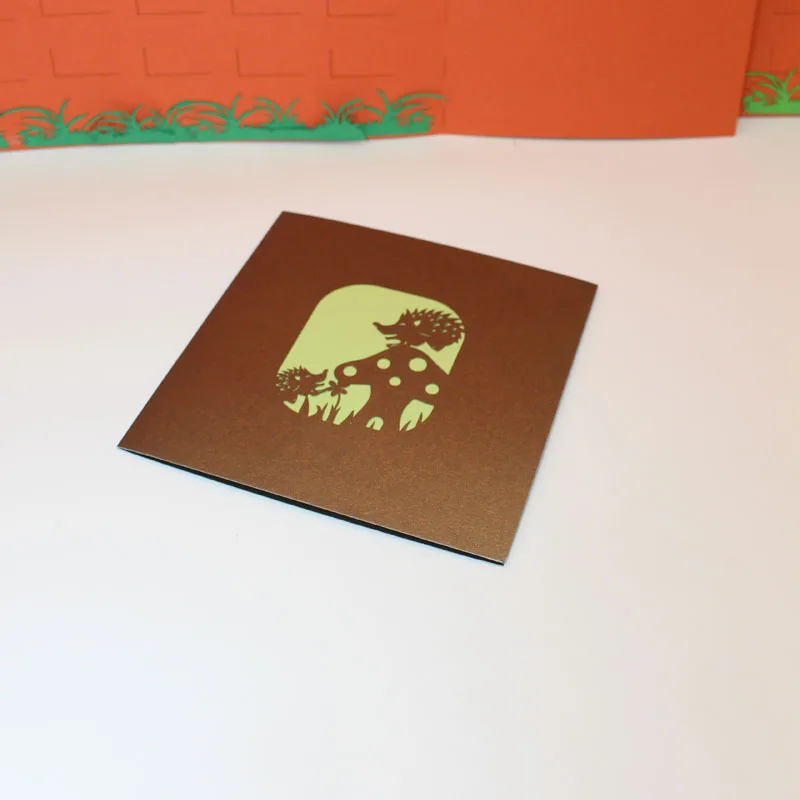 3D Ручная работа мультфильм счастливый Ежик гриб Дом бумажные приглашения на