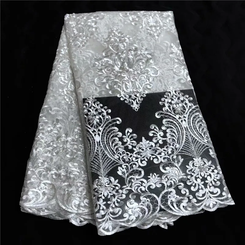 Новинка 2019 белые французские нигерийские кружевные ткани высокое качество тюль