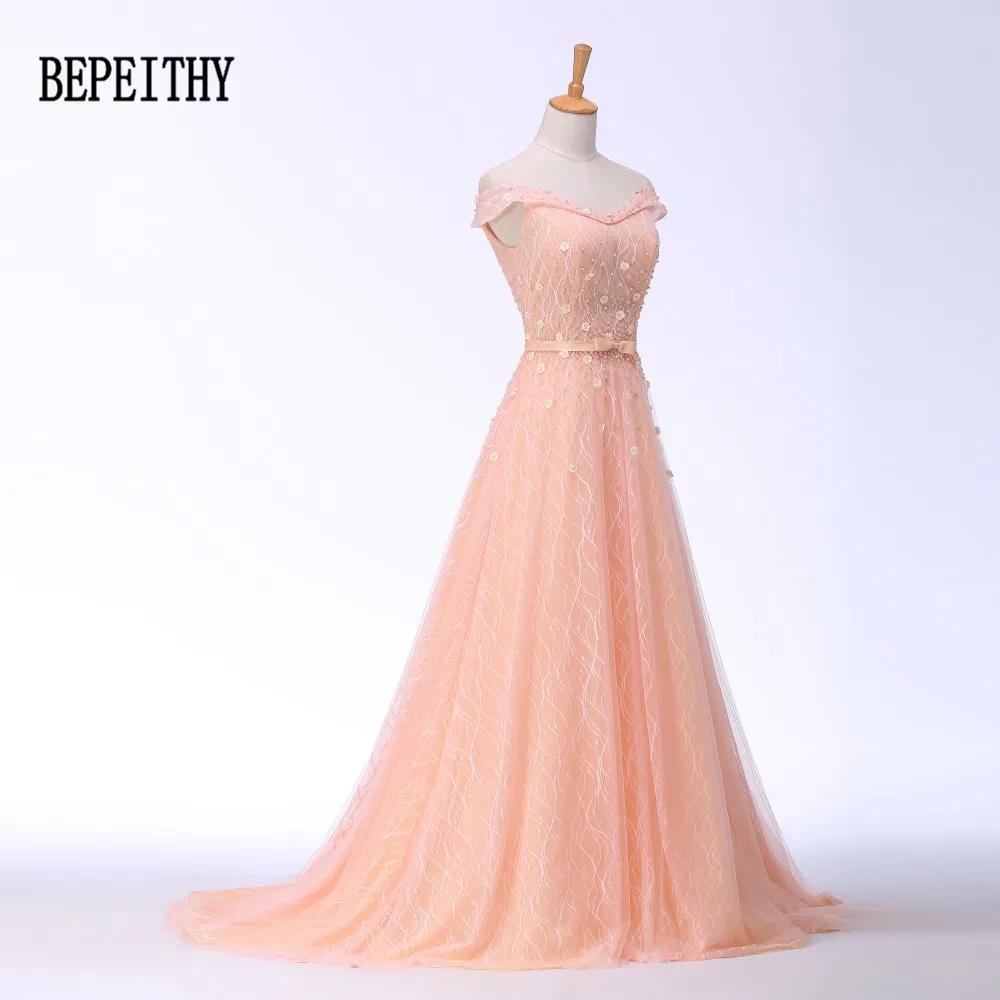 BEPEITHY/Лидер продаж; Новое поступление; халат de soiree; милое платье с открытыми плечами с аппликацией; кружевное платье с жемчугом и бусинами; Длинное Элегантное Вечернее Платье;