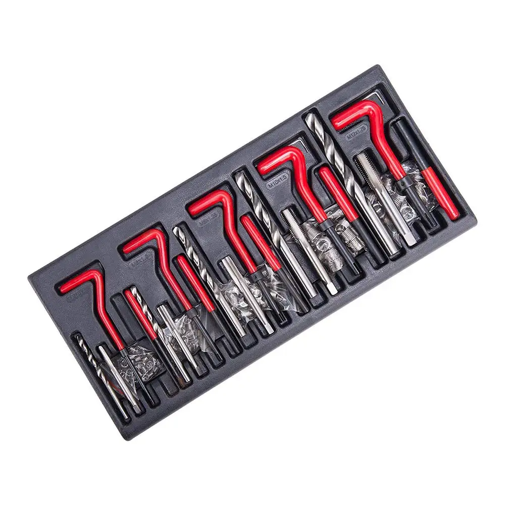 131 шт. в полоску резьбы Helicoil Repair Kit набор метрических M5 M6 M8 M10 M12 ремонтные ручные