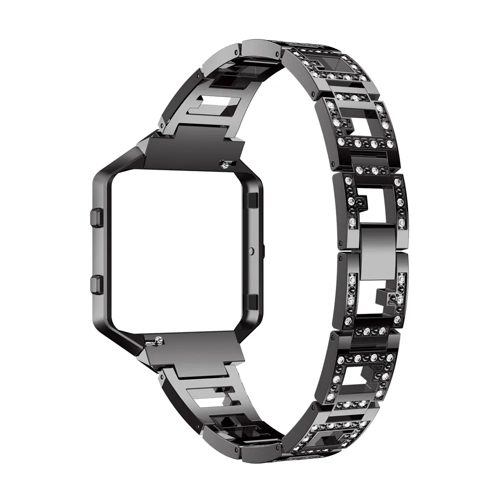 Умный браслет 23 мм для Fitbit Blaze сплав стальные часы полосы умные аксессуары горный хрусталь браслет ремешок с металлической рамкой чехол