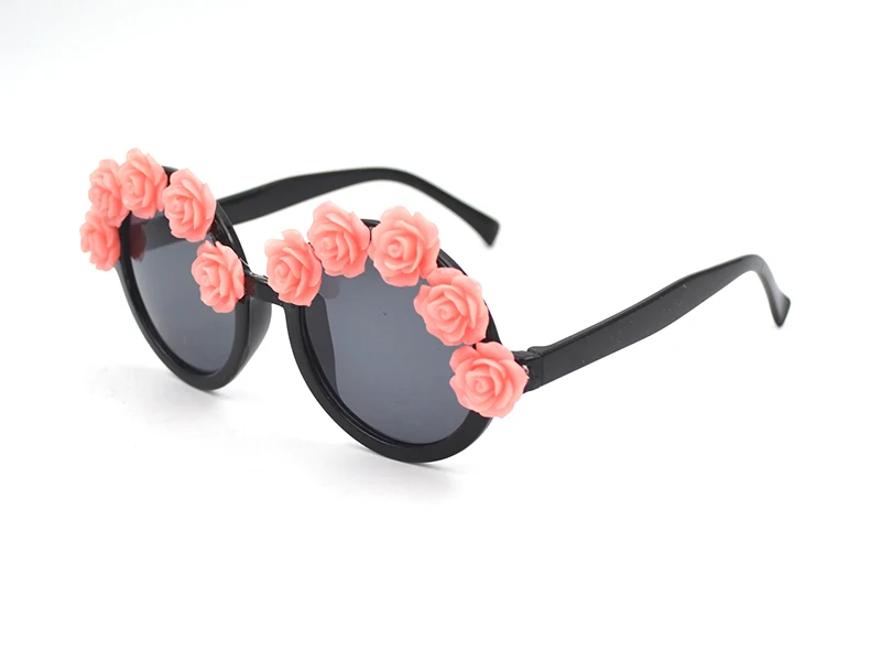 Black Pink Flower Модные летние солнцезащитные очки Для женщин симпатичное цветочное летнее платье со стразами Круглые Солнцезащитные винтажные очки, ретро очки для пляжа женские оттенки L3 - Цвет линз: Black Pink Flower