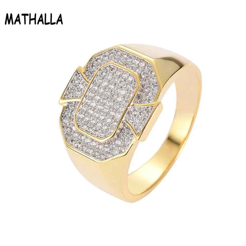 MATHALLA хип хоп Для мужчин кольцо из нержавеющей стали микро инкрустированный