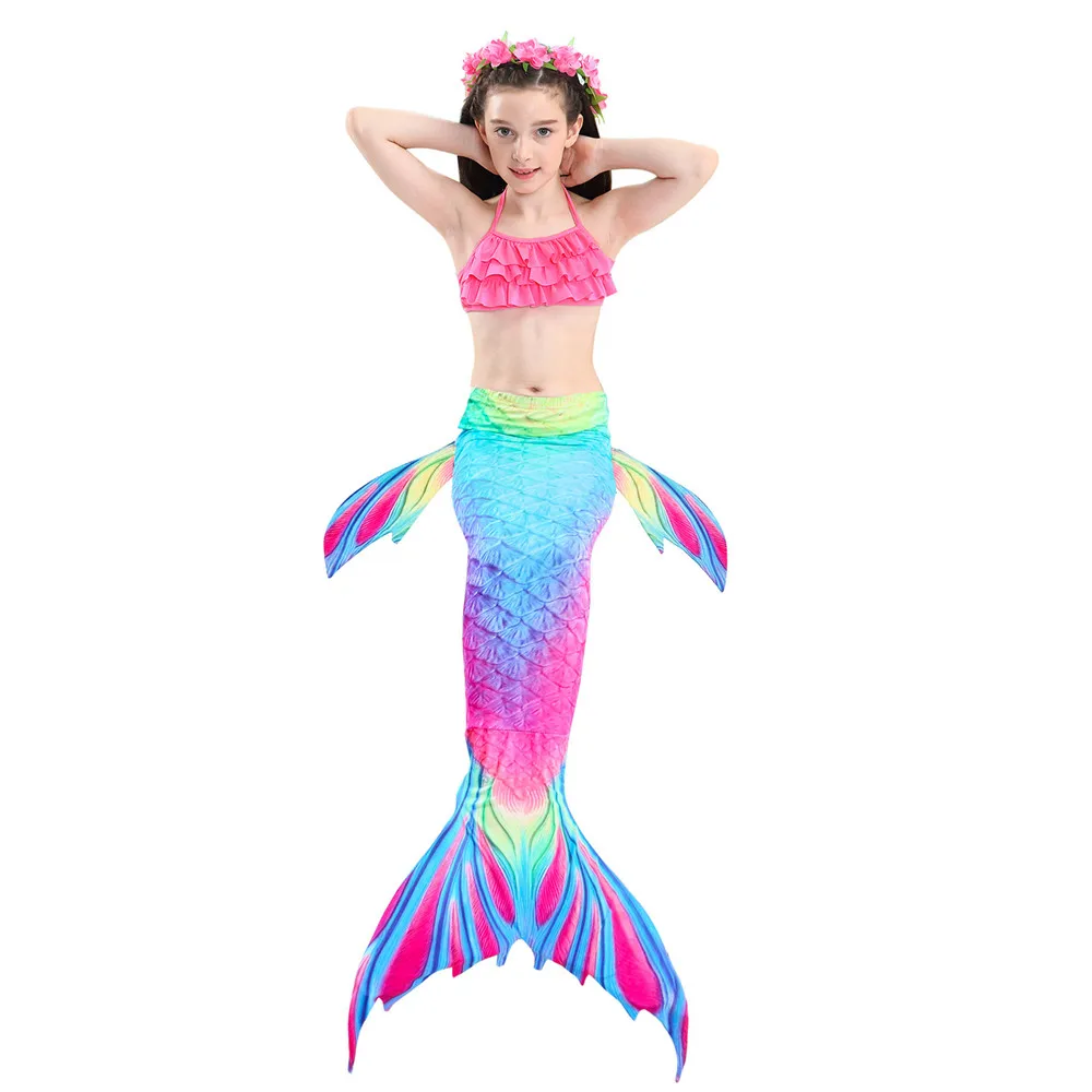 

2019 3PCS/Set HOT Kids Girls Mermaid Tails Swimmable Swimsuit Bikini Bathing Suit Swimwear Costume