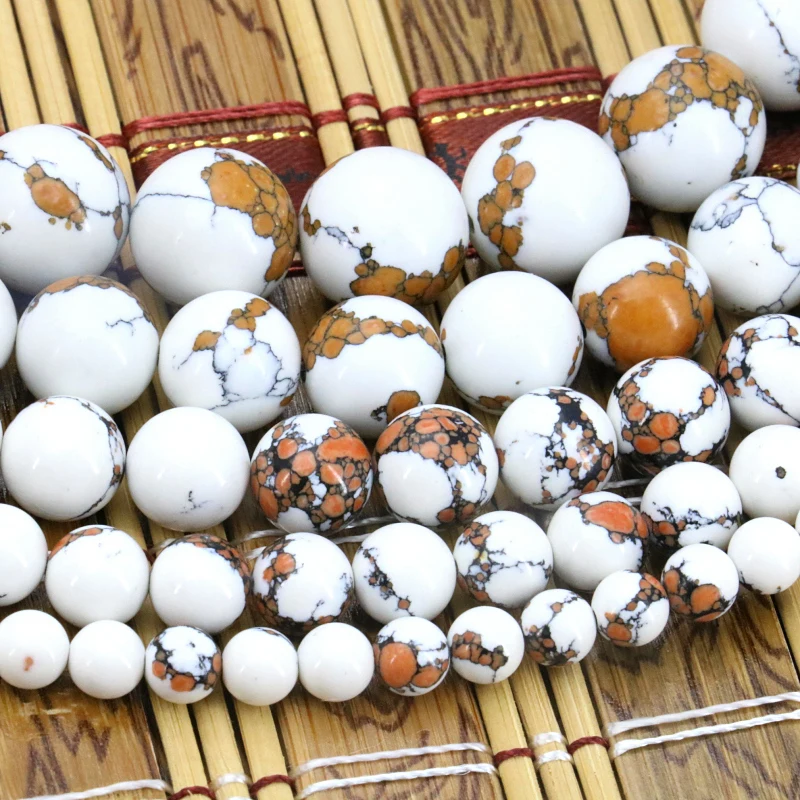 

Hot White tiger skin Turkey Stone 6/8/10/12/14mm size optional round loose beads 15" DIY women jewelry making design