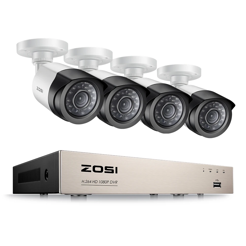 ZOSI 4CH/8CH 1080P HDMI P2P TVI DVR система видеонаблюдения видео выход 4 шт. 2000TVL 2.0MP камера Домашняя безопасность CCTV комплекты без HDD