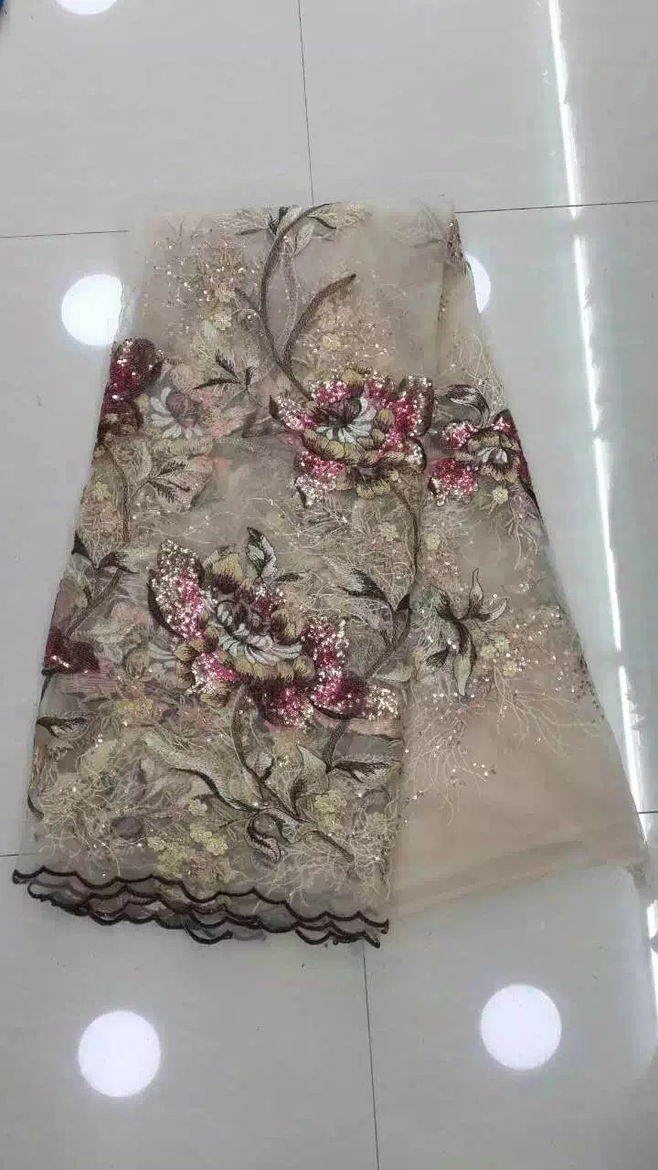 Бесплатная доставка (5 ярдов/шт) роскошная кружевная ткань с блестками