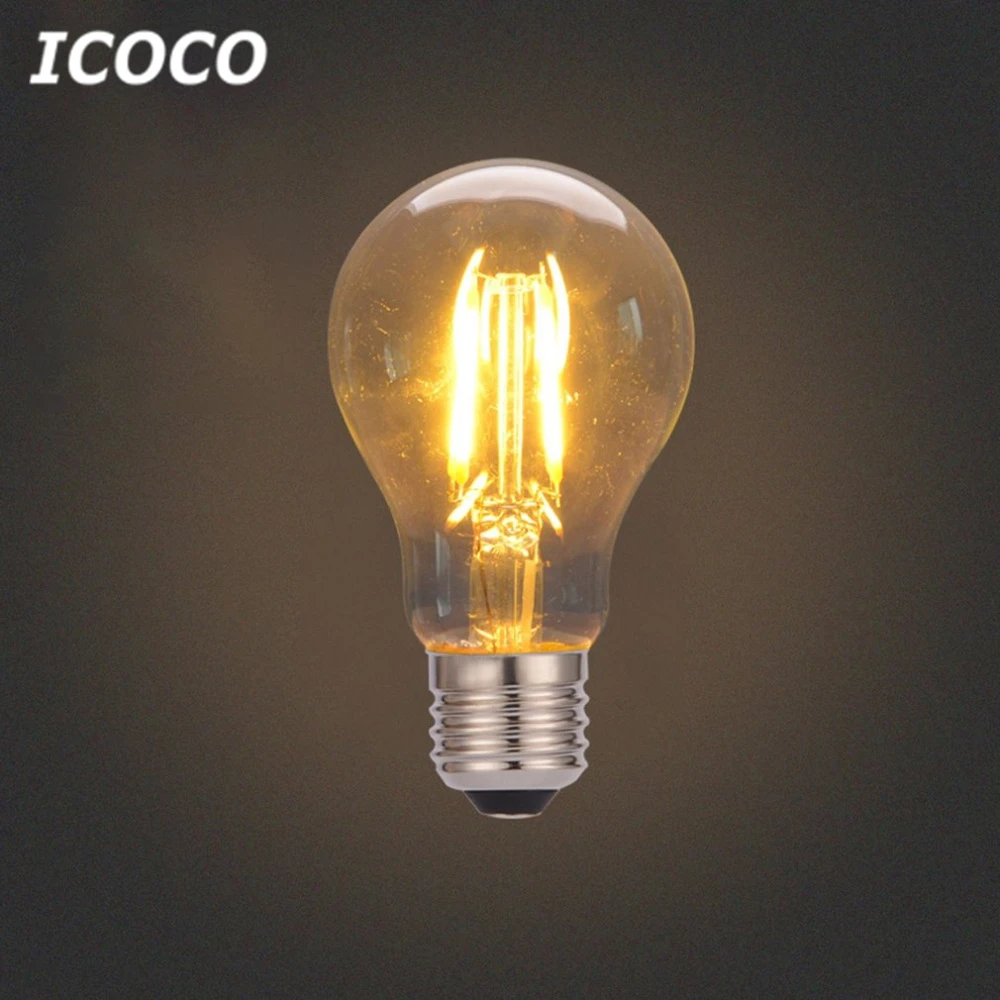 ICOCO 4 Вт E27 лампа Эдисона винтажная Светодиодная накаливания Подвесная теплая