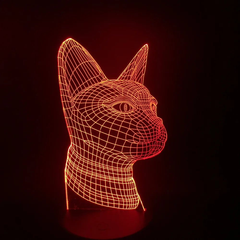 Новинка 2017 домашний 7 цветов меняющий ночник Кот 3D Led спальня настольная лампа для