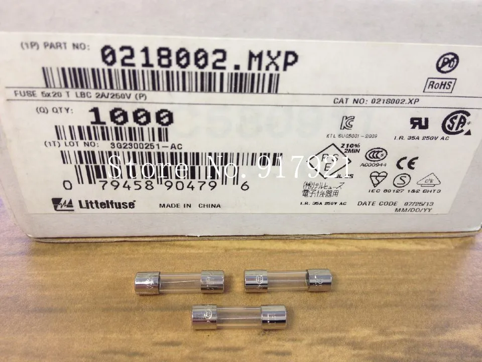

Стеклянная трубка для плавких предохранителей Littelfuse LBC 2A 250V 5X20 Lite, 200 шт./партия