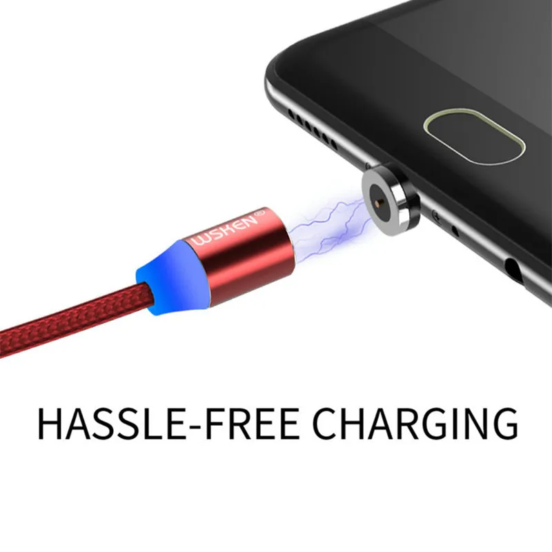 Wsken круглый светодиодный USB Магнитный кабель для iPhone X 8 7 samsung S9 S8 huawei Micro usb Xiaomi/Тип