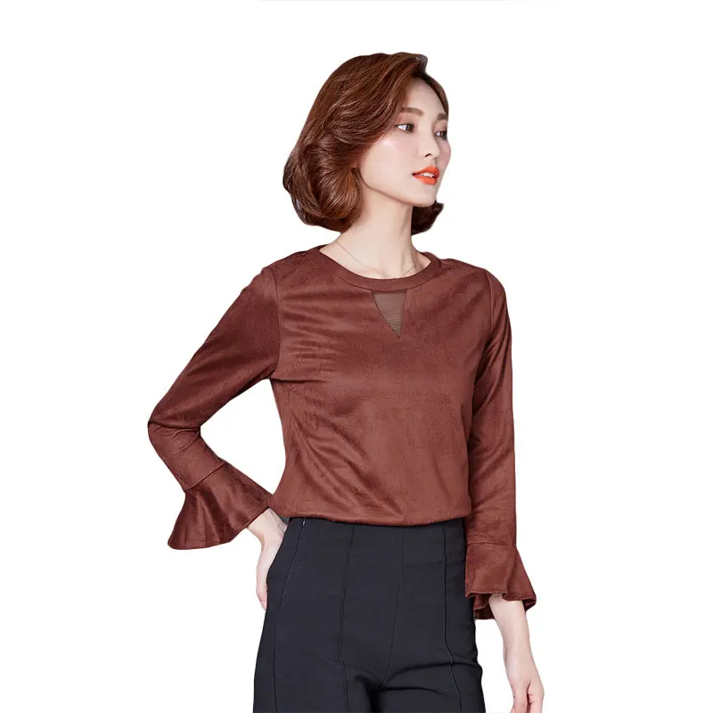 FOROLAV рубашка с длинными рукавами для Для женщин Женский О шеи Повседневное дна