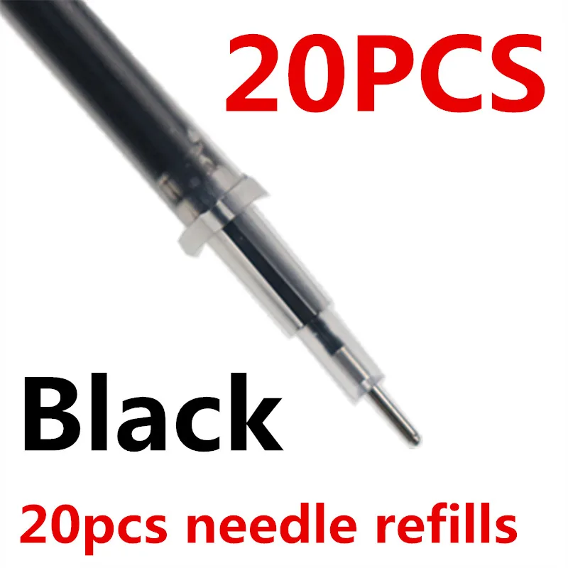 20 needle Black 20 шт сумка Заправка для гелевой ручки в подарок ручка в виде ракушки 0,5 мм черный синий красный пуля или иглы Стиль заправки письма Гладкий - Цвет: 20 needle Black
