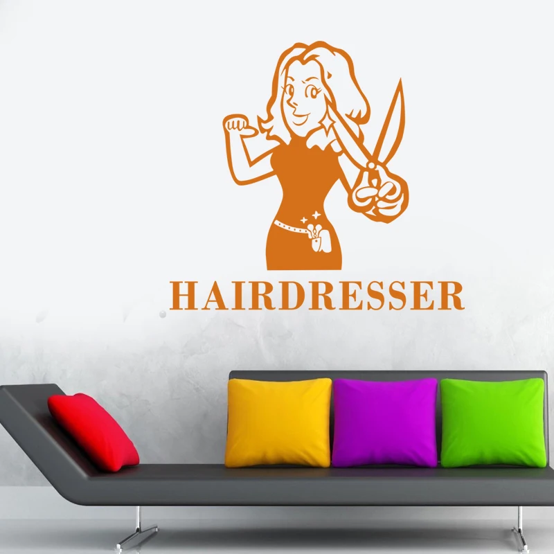 Наклейка для парикмахерской на стену Виниловая наклейка окна ножницы Декор