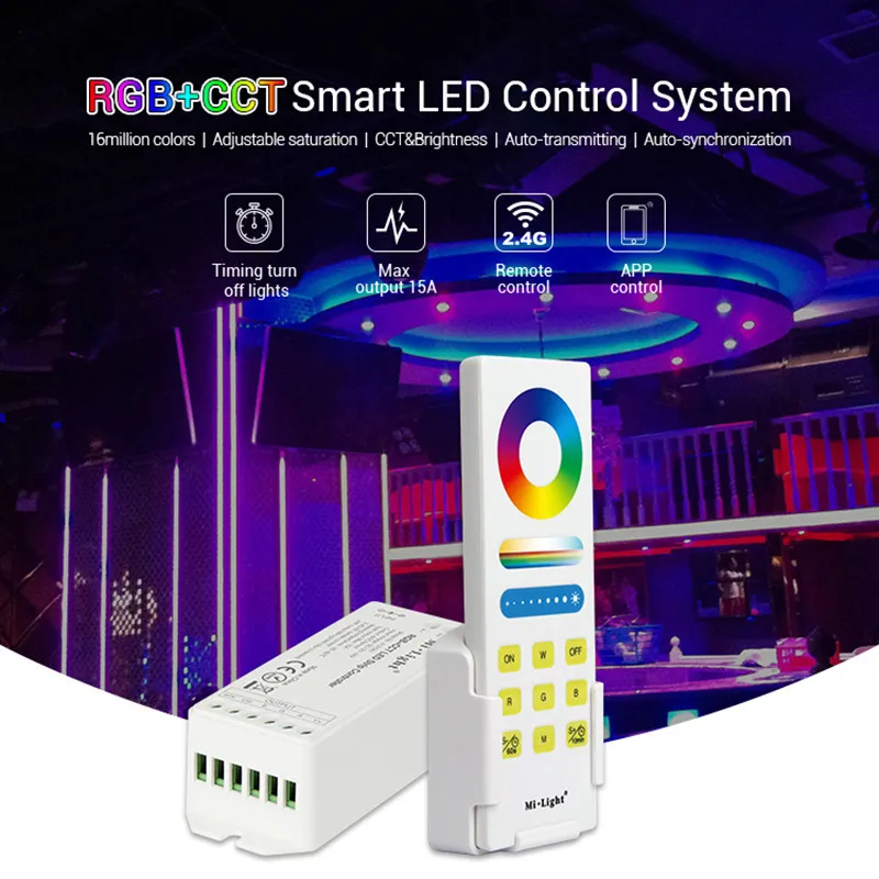 Контроллер Mi.light FUT045 RGB + CCT для светодиодной ленты 2 4 ГГц беспроводная смарт панель