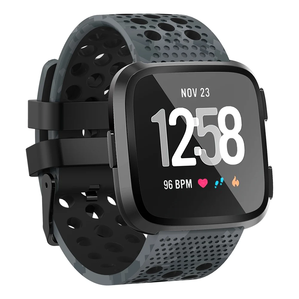 Камуфляж для Fitbit Versa полос силиконовый сменный спортивный ремешок с
