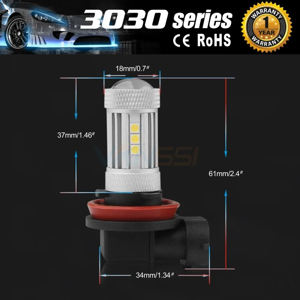 2x H8 H11 H16 HB4 9006 LED 1400 люмен Сверхъяркие 3030 чипсеты светодиодные лампы для