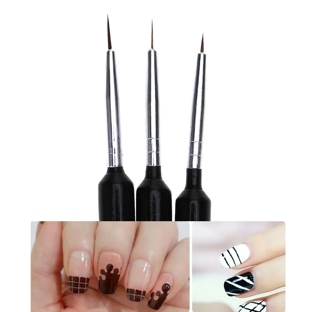 Monja 3 шт./компл. 9/11/14 мм Nail Art французский полоски линии Лайнер Кисть для рисования
