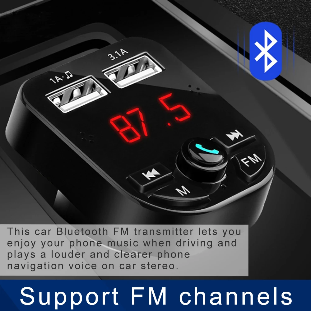 Car MP3 Player Bluetooth FM Transmitter Modulator Wireless Handsfree Kit 3.1A Dual USB Charger Accessories | Автомобили и