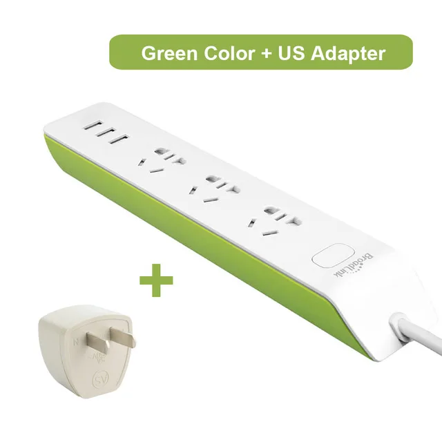Green and US Broadlink MP2 Разъем дистанционного управления через приложение переключатель Умный дом система питания Wifi беспроводное подключение электрическое - Цвет: Green and US