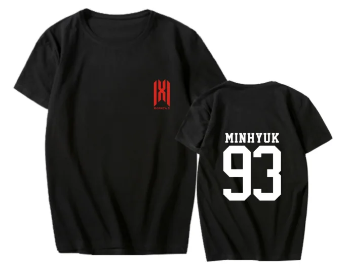 MONSTA X окружающая футболка WE ARE HERE концерт мирового турне с короткими рукавами футболки, чтобы играть песни для мужчин и женщин летом - Цвет: black-TX03