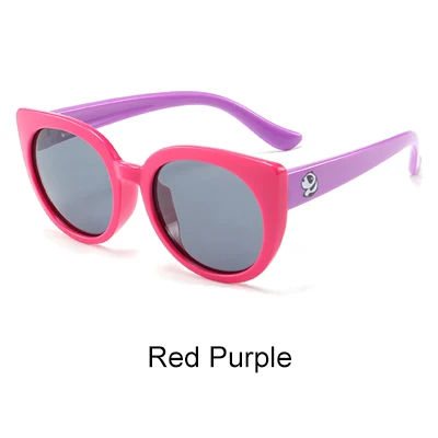 Red Purple Ralferty гибкие очки Детские поляризованные солнцезащитные очки для девочек кошачий глаз UV400 детские солнцезащитные очки силиконовые очки K1876 - Цвет линз: Red Purple