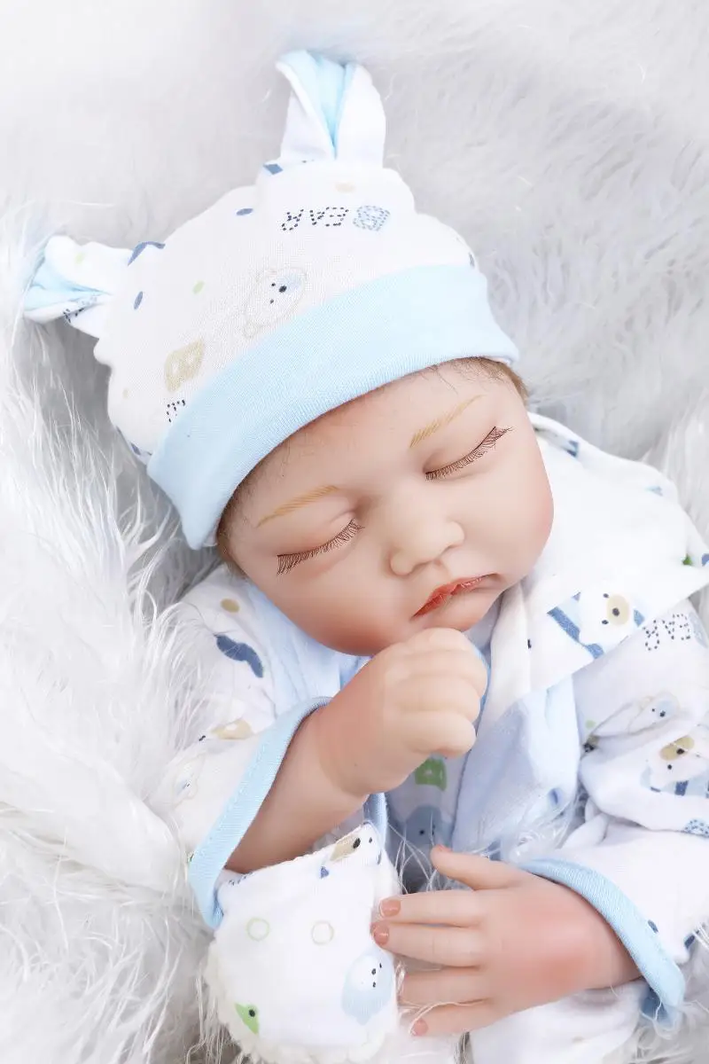 55 см Новая мягкая силиконовая кукла Реборн игрушки для сна с закрытыми глазами