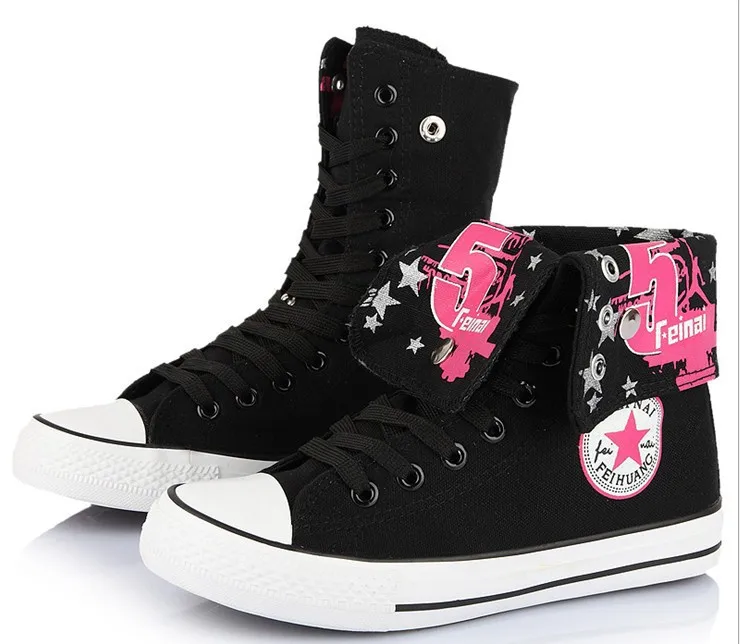 Free Shipping High Canvas Sneakers Two Ways Flat Woman's Lace-Up Sneaker Hip-hop LSP154 | Обувь