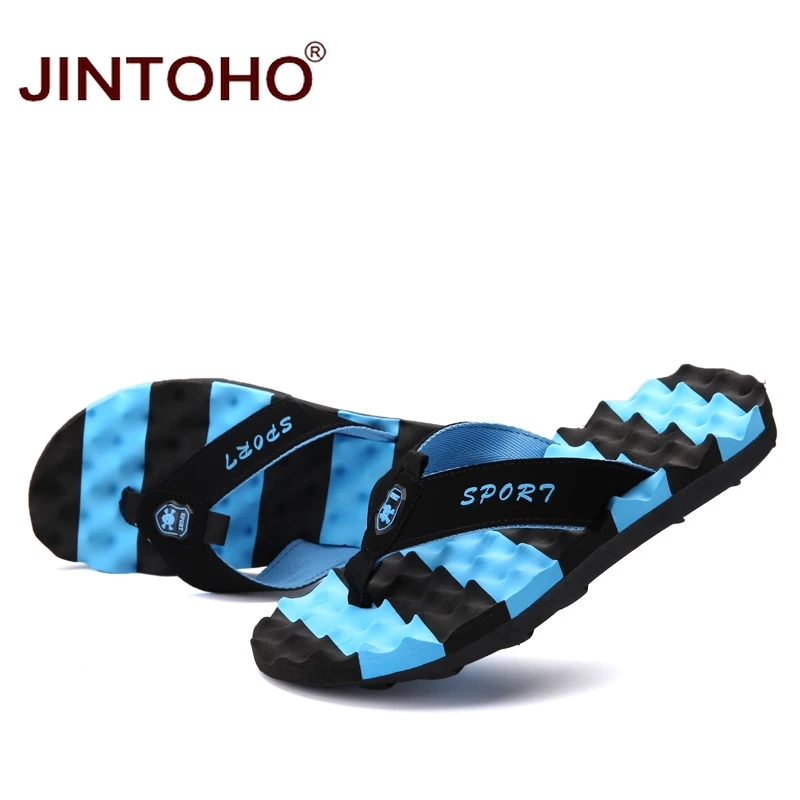 Летняя обувь JINTOHO большого размера модные мужские сандалии Брендовые массажные