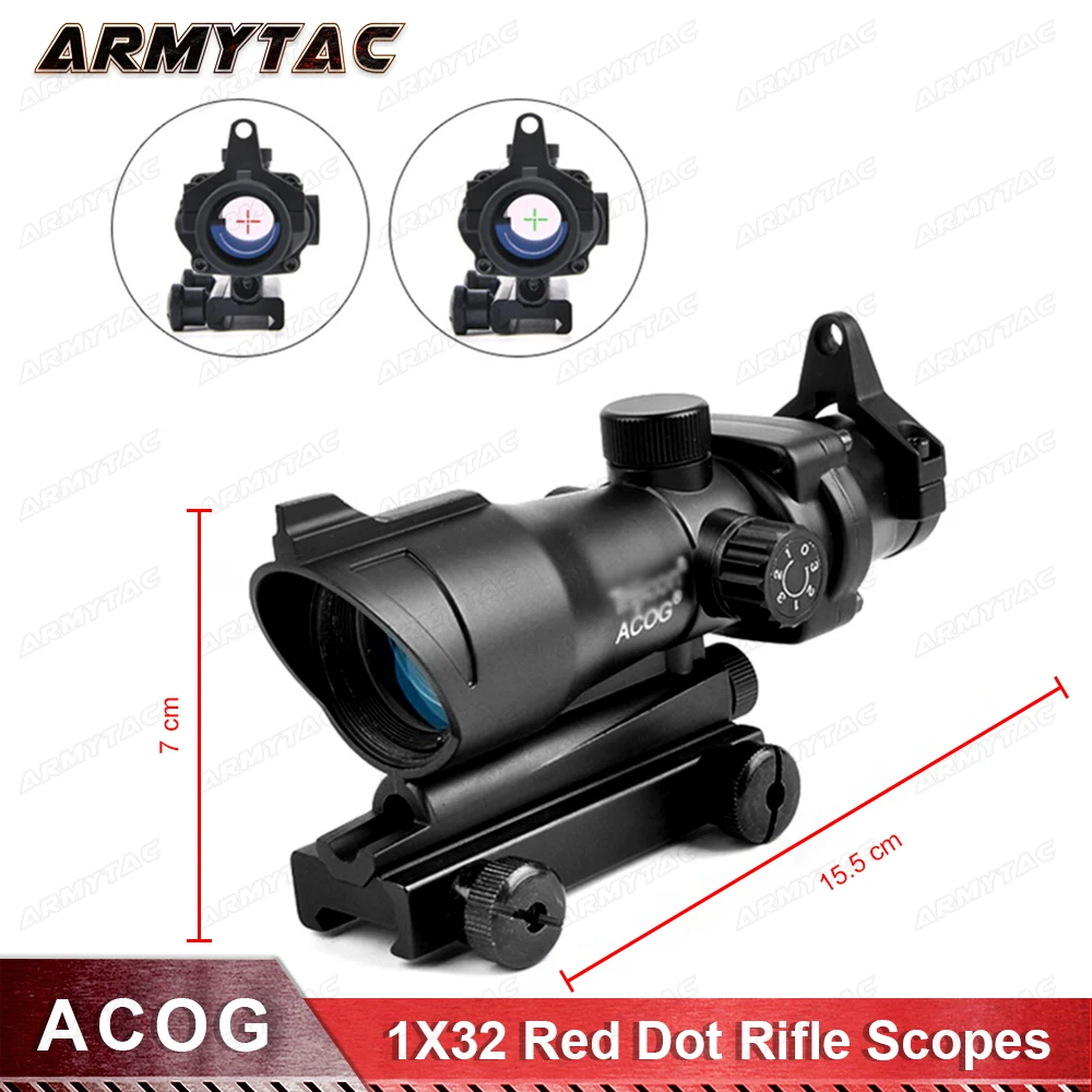 Охотничий Прицел ACOG 1X32 тактический Красный точечный прицел настоящий красный