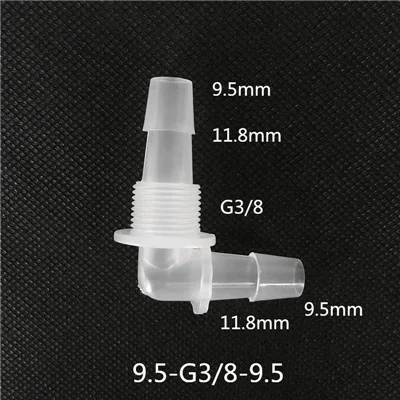 9.5-G3l8-9.5mm 1 шт. 2,4 мм-11,1 мм Пластиковые резьбовые 90 градусов коленчатые соединители для аквариумная система(отправить с гайкой - Цвет: 9.5-G3l8-9.5mm