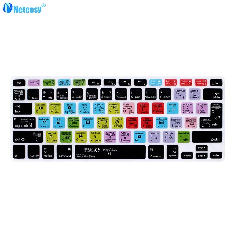 Netcosy испанская клавиатура для Macbook Pro A1278 Air 13 Ableton Final Cut Pro X фотошоп резиновая крышка