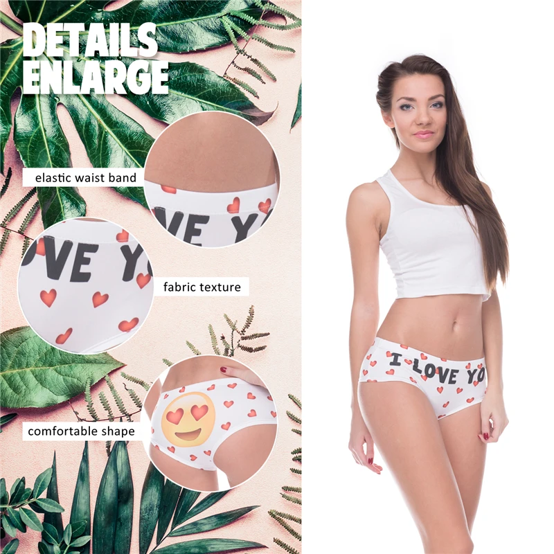 

I Love You Heart Hot Sexy Female Lingerie Thongs Briefs Cute Print Women Underwear Interesting Panties For Lady