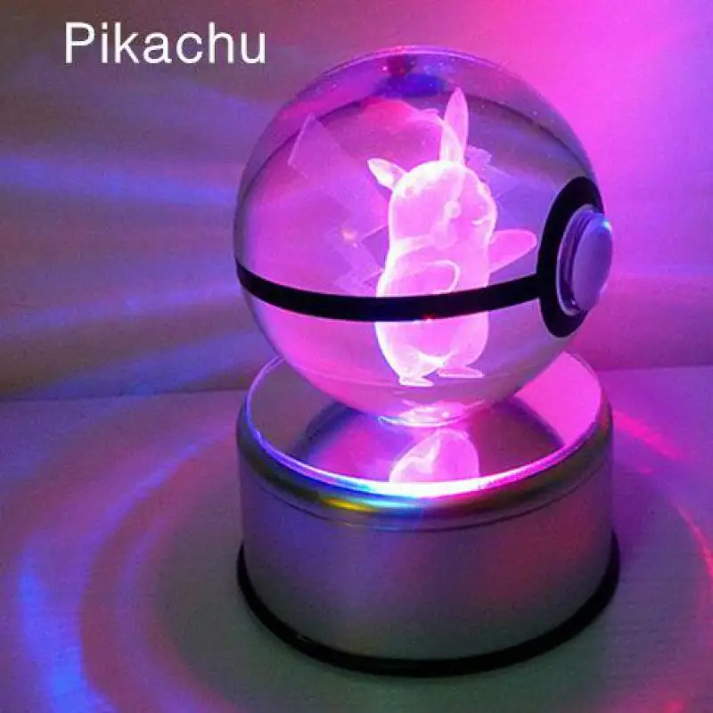 Новинка 5 мм стильная необычная 3d лампа Dream Mew Pokemon Ball с гравировкой хрустальный шар с подарочной коробкой светодиодный буквенный светильник