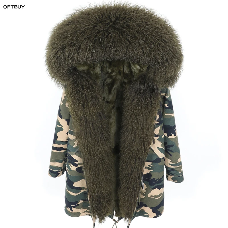 Женская меховая парка OFTBUY длинная Меховая куртка с кисточками подкладка из