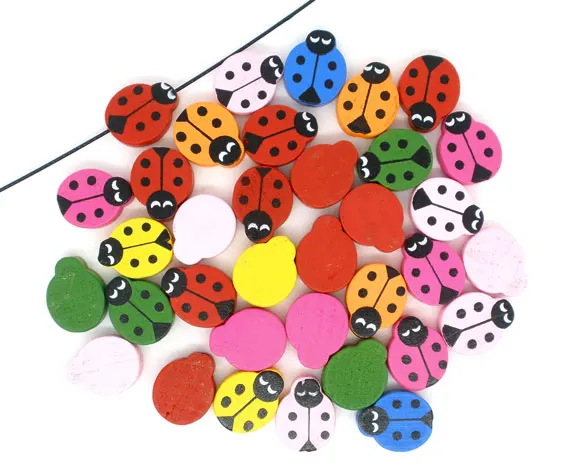 DoreenBeads 15 наугад окрашенная божья коровка деревянные разделители бисер 19x15 мм