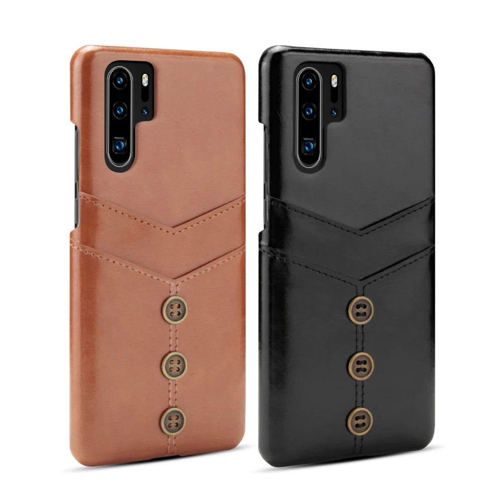 Luxury Oil Wax PU Leather Buckle Wallet Phone Cases For Huawei P30 P20 Lite Pro Mate 20 Lite Credit Card Money Slot Holder Cover
