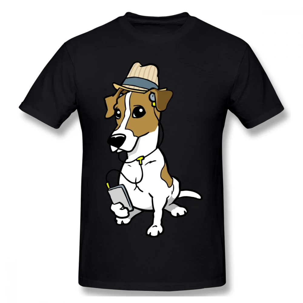 Cartoon Hipster Jack Russell Dog T-shirt For Men Plus Size 4XL Team Top | Мужская одежда