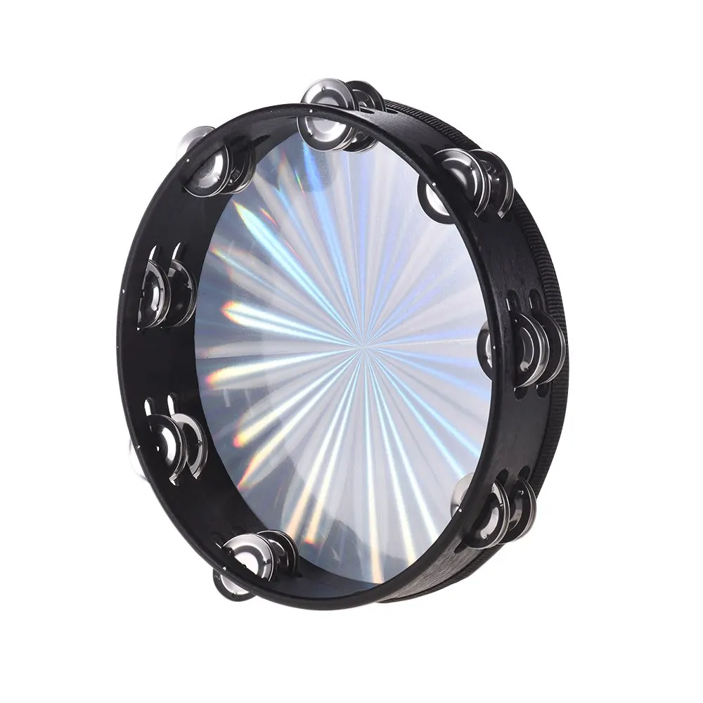 8 дюймов деревянный лучистый Тамбурин ручной барабан с двойным рядом Jingles