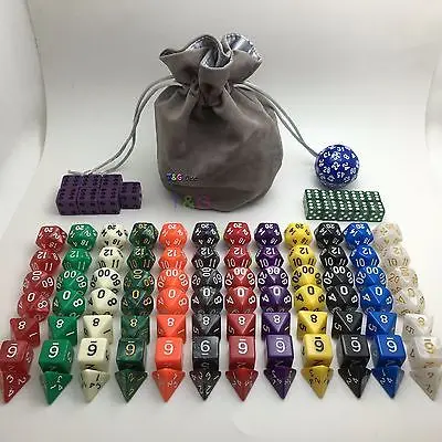 12 наборов 7 + 16d6 мм 16 RPG игральные кости 100 шт-бесплатно D60 и бархатная сумка | Спорт