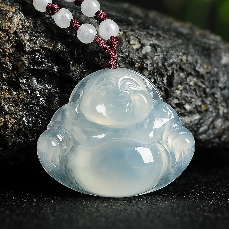 Бирманский нефритовый ледяной бег бледно зеленый Изумрудный Смеющийся Будда