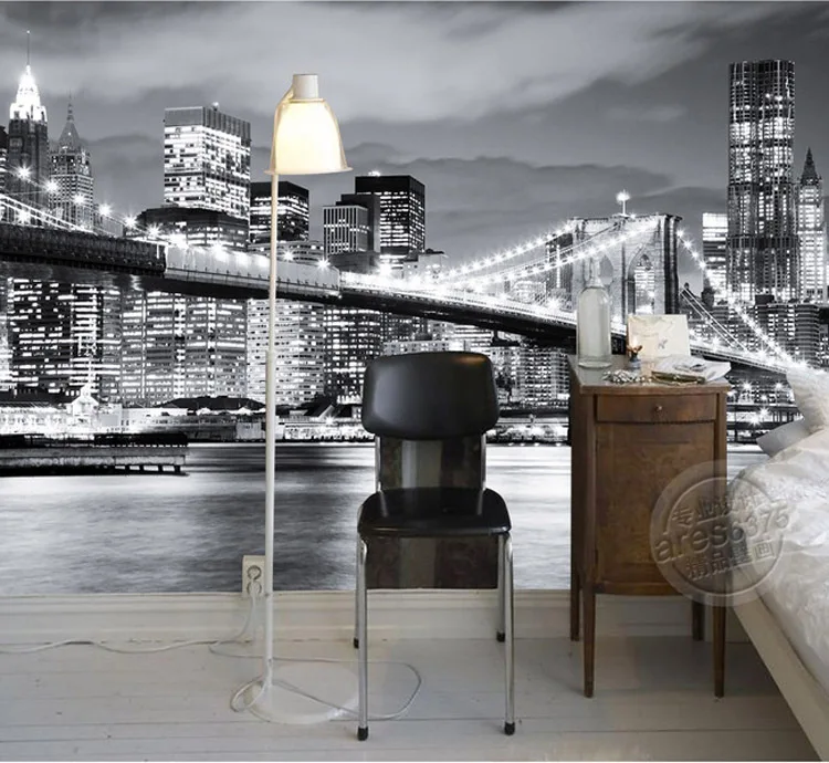 Модные городские фото обои Бруклинский мост Нью Йорк дизайнерская Настенная