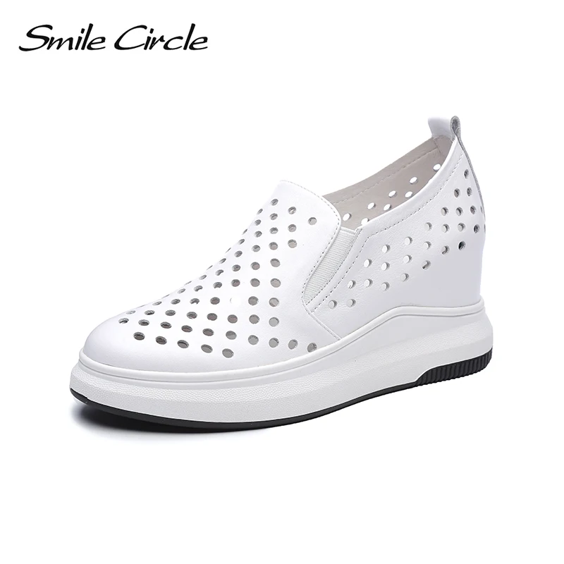 Женские кроссовки Smile Circle весенние дышащие из натуральной кожи на плоской