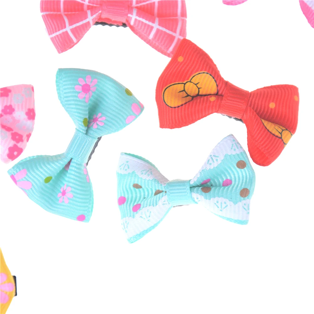 10 шт./лот цветные заколки для собак ленты волос банты девочек аксессуары головные