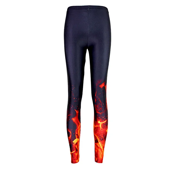 

5 Patterns Blue Snow World Women Flaming Fire Print Black Skinny Leggings For Girls S To 4xL