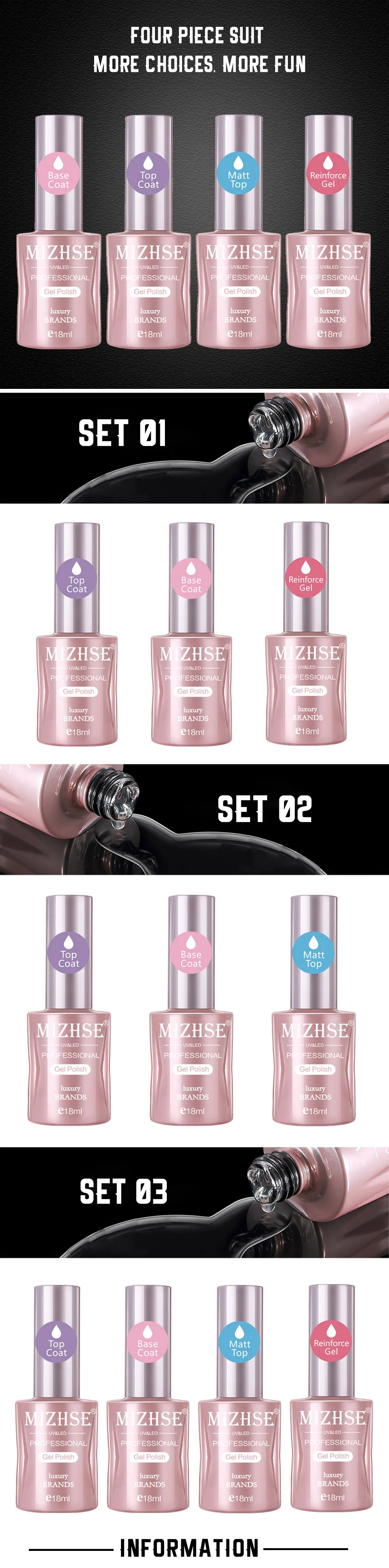 MIZHSE набор УФ-гелей для маникюра Esmaltes Permanentes матовая основа верхнее покрытие для ногтей усиленный клей лаки для ногтей