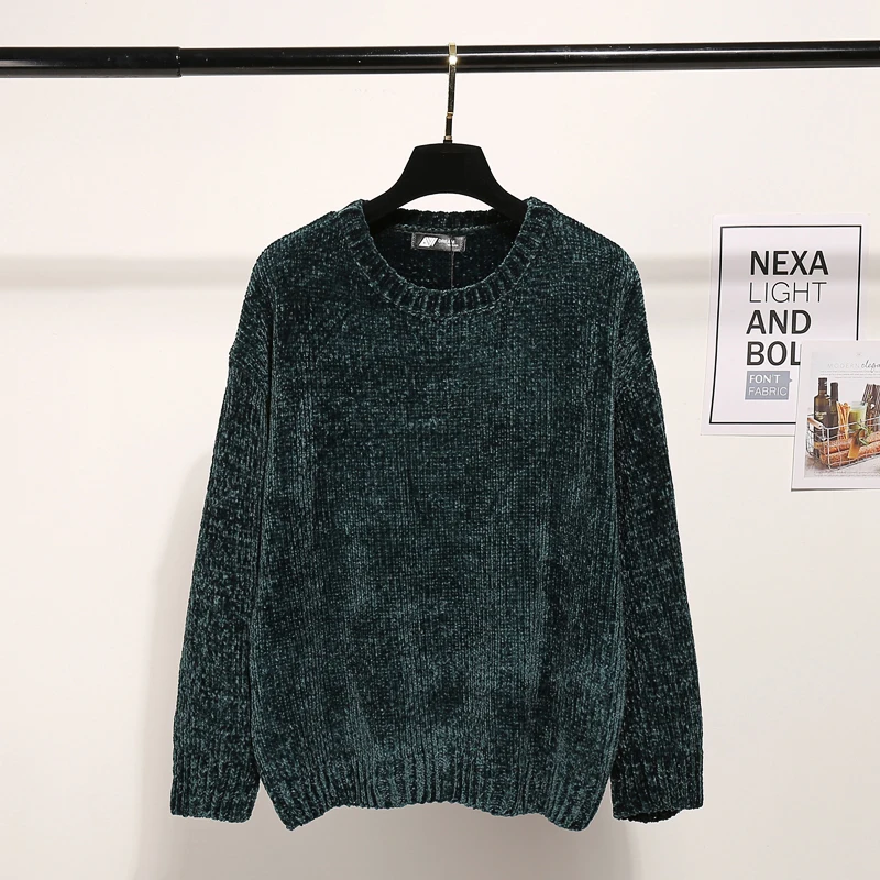 Fitaylor Новый Демисезонный женский бархатный Вязаный топ с круглым вырезом и