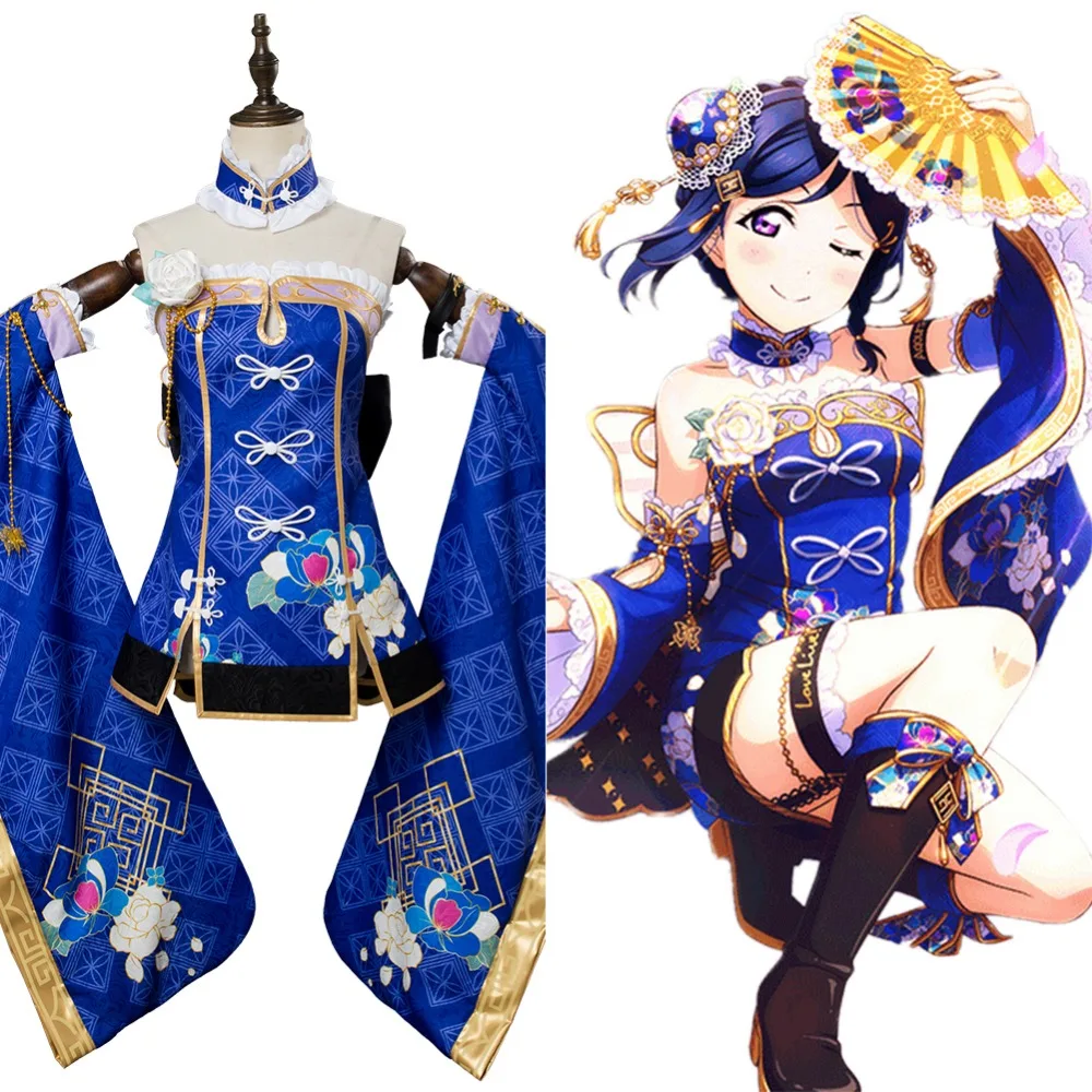 LoveLive костюм Aqours Kanan Matsuura карнавальный китайское платье синий полный комплект