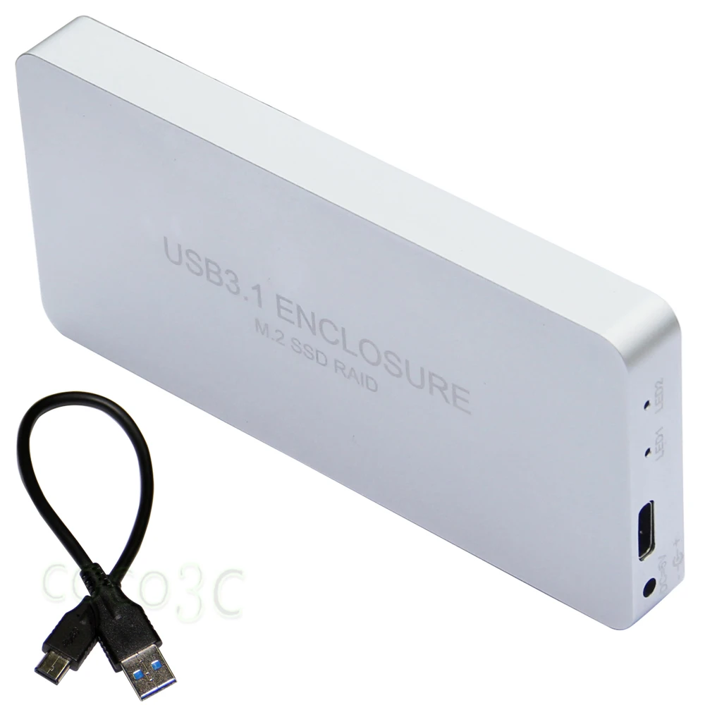 USB3.1 Type-C к 2 M.2 SSD корпус RAID0 RAID1 двойной адаптер NGFF внешняя коробка + | Электроника